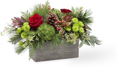 The FTD Christmas Cabin Bouquet from Backstage Florist in Richardson, Texas